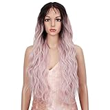 Style Icon 28” Lace Front Wigs Body Wave Middle Part Wig Ombre Pink Synthetic Wig (28 Inches, TT4/AMBRS)