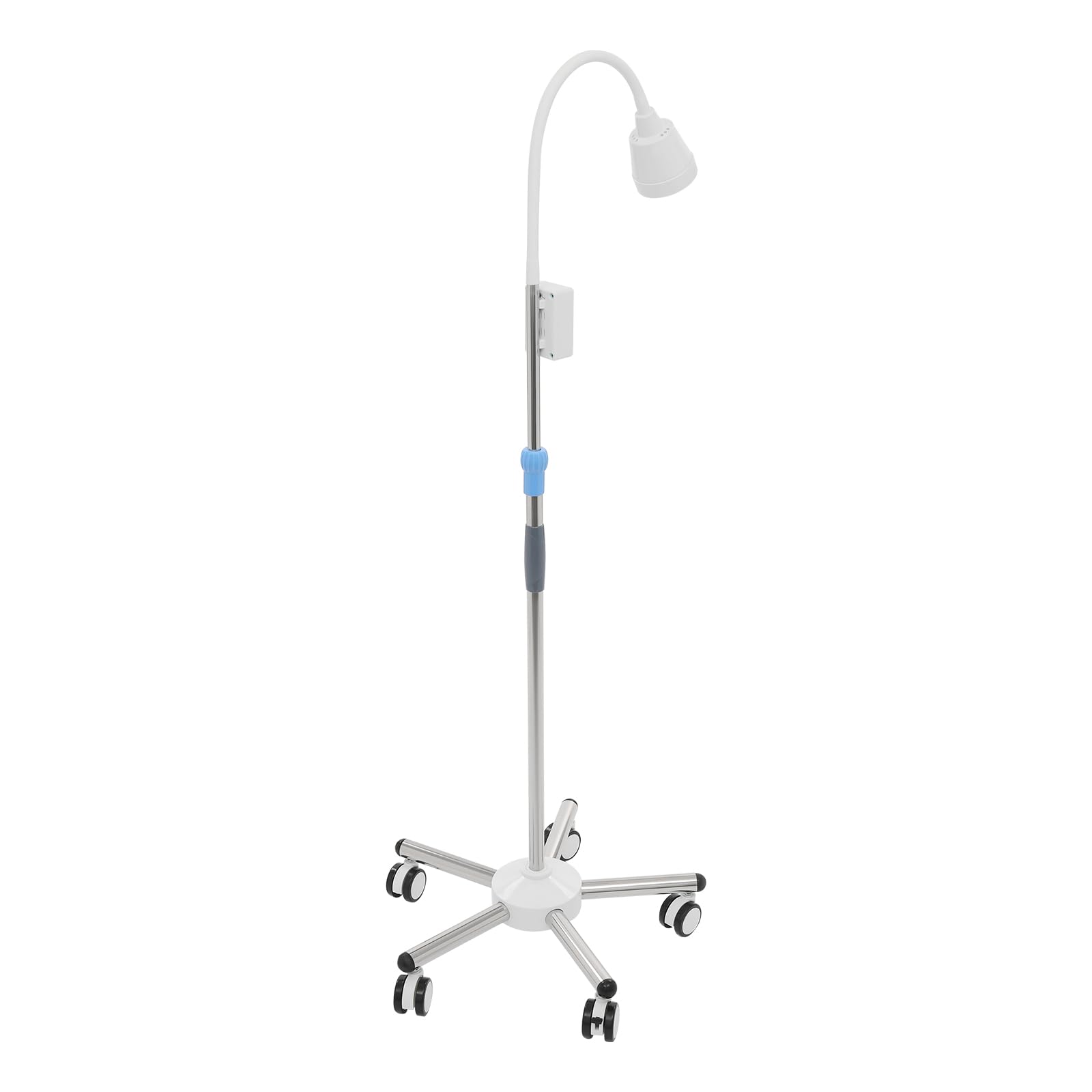 LED-Untersuchungsleuchte aus Edelstahl und ABS mit 360° Drehbare Lampenkopf, 130-160 CM Höhenverstellbare Bodenstativlampe LED-Hilfsleuchte, Medizinische Lichtlampe mit 5 Universalrädern
