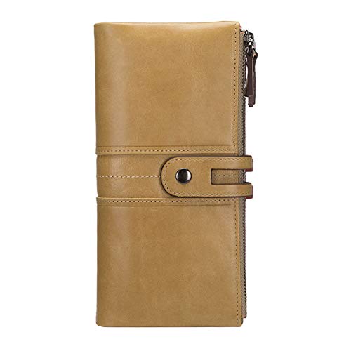 Preisvergleich Produktbild Diebstahlsicherung RFID Leder Geldbörse Retro Multifunktionsbürste Lange Reißverschluss Geldbörse Herren Geldbörse, H.