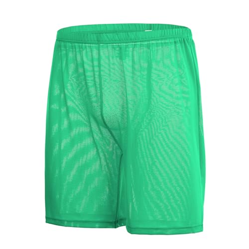 JINSHI Mens Mesh See Through Boxer Shorts Loose Fit Pajama Shorts Yellow