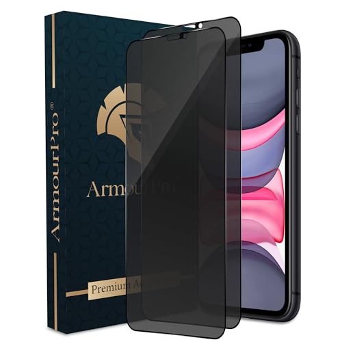 Image of ArmourPro Matte Privacy Tempered Glass for iPhone 11, iPhone XR, Pack of 2, Anti Spy Anti Glare Screen Protector, Edge-to-Edge Full Coverage, 9H Anti Scratch, Smooth Touch, Easy Installation Kit