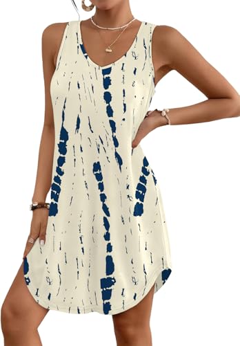 Image of Aokosor Womens Summer Dresses 2026 Loose V Neck Sleeveless Dress Sundresses Swimsuit Coverup Vacation Outfits