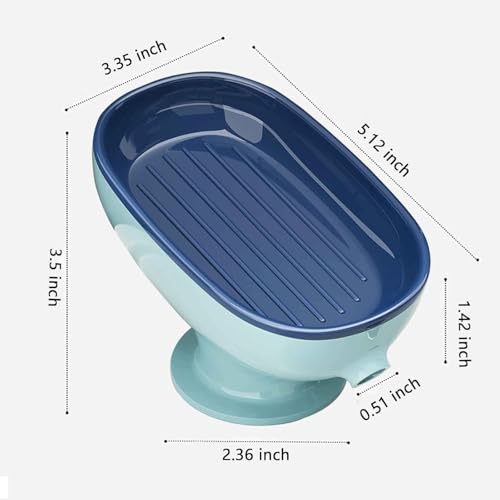 Image of Soap Holder Self Draining for Sink Suction Cup Bar Soap Holder for Kitchen Bathtub (1, Blue)