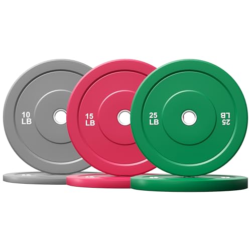 Goimu Colored Bumper Weight Plates Olympic Weight Plate Set 2-Inch, 10/15/25/35lb Rubber Weight Plates Set for Strength Training Home Gym, Barbell Weights Plates for Heavy Weight Lifting (100Lbs Colorful Package)