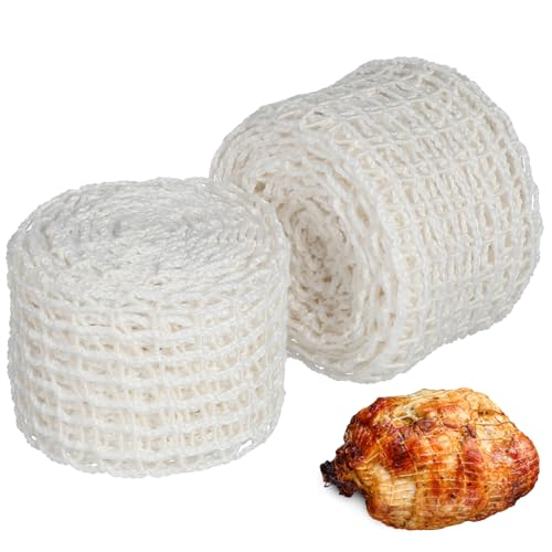 Gadpiparty 2 Pezzi Rete Elastica in Cotone per Arrosti Rete per Insaccati e Prosciutti Tubo da Macelleria Resistente per Avvolgere Carne e Fissare Alimenti in Cucina