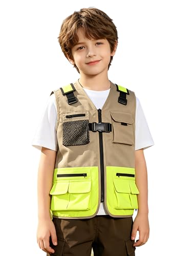 Gilet enfant sans manches noir avec poches cargo pour voyage et activités outdoor