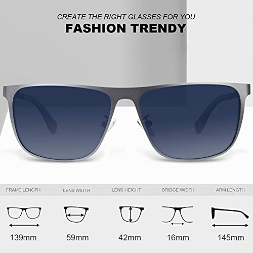 Rectangle Polarized Sunglasses for Men UV Protection Driving Glasses with Metal Frame …3
