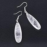 Damen Fallen Hängend Ohrringe,Damen-Tropfenohrringe, Weißer Stein, Naturkristall, Lange Tropfenform, Hängender Anhänger, Energie-Edelstein, Baumelnde Ohrringe Für Mädchen, Damen, Schmuck, Mutt