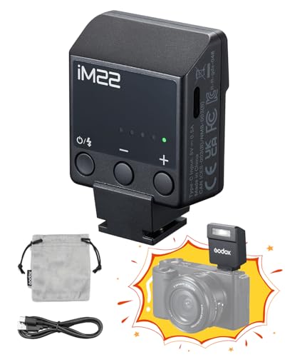 GODOX iM22 - Flash para cámara de fotos iFlash Mini, carga tipo C, flash Godox iM22 para cámaras Fuji Canon, Nikon, Sony, Olympus y Panasonic