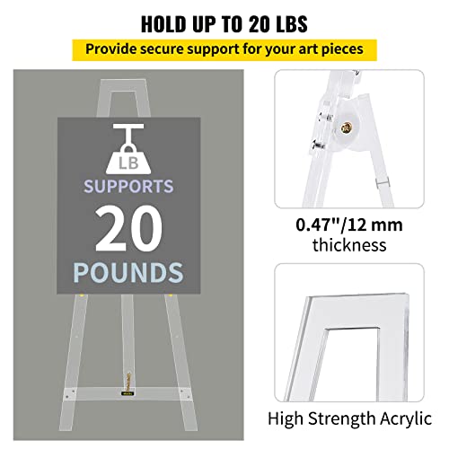 Vevor Acrylic Easel Stand, Decorative Acrylic Display Easel, 58 Inch Height Welcome Sign Stand, Adjustable Floor Display For Painting, Wedding Sign, Posters, Arts, Mirrors, And Chalk/Dry-Erase Boards #TOP4