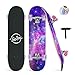 BELEEV Monopatín Completo de 78.7 x 20.3 cm para Principiantes, 7 Capas de Arce Canadiense de Doble Patada, monopatín cóncavo Cruiser Trick para niños y Adultos con Herramienta en T (Morado)