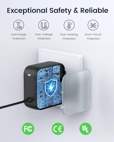 Image of TobenONE 100W USB C Laptop Charger, Universal GaN III Power Supply Adapter, Replacement Foldable Fast Charger PD3.0 for MacBook, HP, Lenovo, Asus, Steam Deck, and All Type C Devices (5ft Cable)