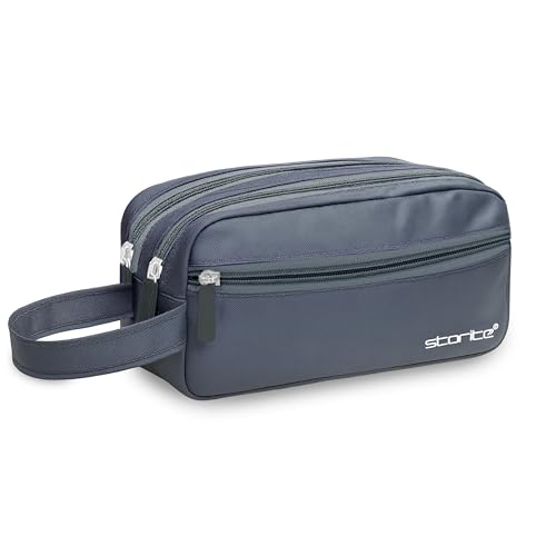 Image of Storite Toiletry Bag for Men & Women - Blue | Water-Resistant Polyester Travel Pouch for Storing Toiletries Shaving Kit Makeup Cosmetics & Daily Travel Essentials