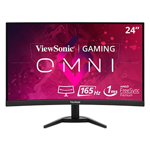 ViewSonic VX2468-PC-MHD 60 cm (24 Zoll) Curved Gaming Monitor (Full-HD, FreeSync Premium, 1 ms...