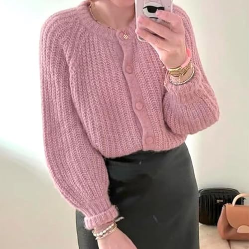 Image of Sumleno Womens Open Front Button Down Sweater Long Sleeve Y2k Chunky Knit Cardigan Trendy Fall Outfits Casual Knitwear Coats