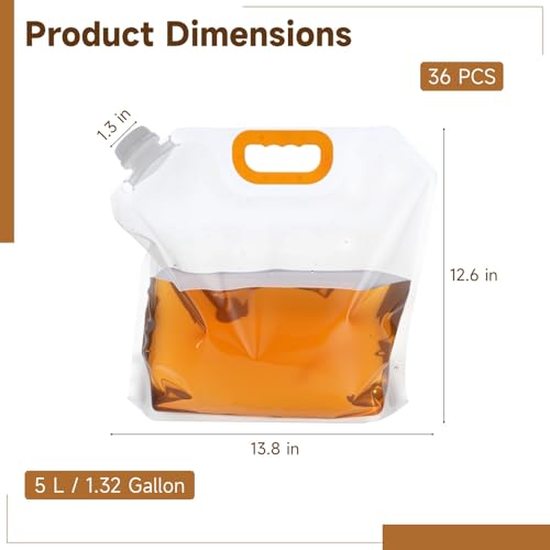 36 Piezas Bolsa Plegable de Almacenamiento de Agua 5 L / 1.32 Galón, Contenedores de Plástico Transparentes con Asa y Apertura Grande, Plegable y Reutilizable para Emergencias Camping, Senderismo, Mochilero miniatura 4