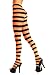 Wide Stripes Opaque Tights (Black/Orange;One Size)