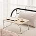 SUPERJARE Foldable Laptop Table, Bed Desk, Breakfast Serving Bed Tray, Portable Mini Picnic Table & Ultra Lightweight, Folds in Half with Inner Storage Space - Bamboo Wood Grain