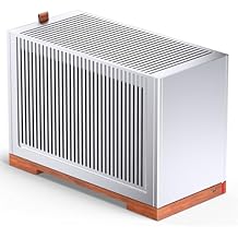 JONSBO T9 Silver Mini ITX PC Case,SFF Tool-Free Mesh Desktop Case,A4 Compartment Structure,Walnut Solid Wood Base,3 Levels Adjustable for MB,4mm AL,SP SFX100mm/GPU202mm-310mm, with PCI-E 5.0 Cable