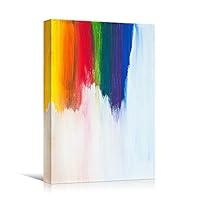 Canvas Wall Art Brushstroke Patterns Colorful Geometric Hallway Minimalist Mixed Media Multicolor Patterns - 12x18 inches