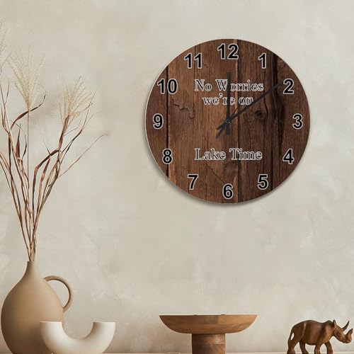 Horloge murale en bois style shabby chic 38 cm pendule ronde à piles - 3