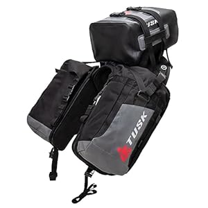 Tusk Excursion Rackless Luggage System W/X-Small Dry Duffel Tail Bag Standard Heat Shield Black/Grey For Kawasaki Versys 650 Lt Kle650 2022-2024 1