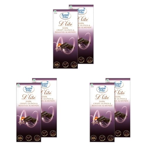 Image of Sugar Free D'lite Quinoa & Almonds Dark Chocolate Bar, 80 Grams (Pack of 6)