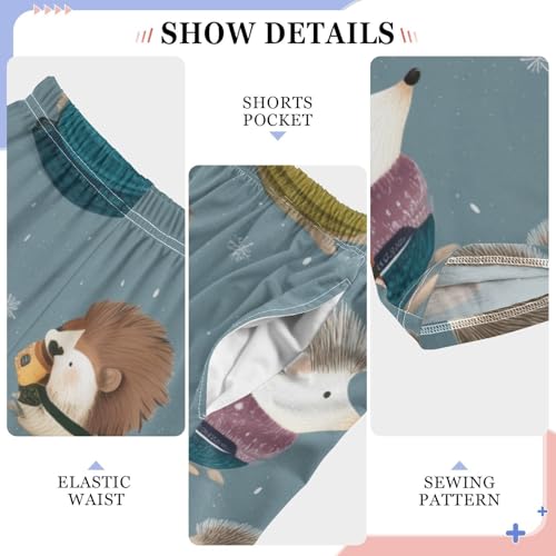 ZZXXB Cartoon Hedgehog Snow Boys Long Pants Soft Trousers Elastic Waist Kids Lounge Bottoms with Pockets S-XL4