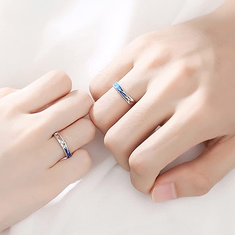 Miniatura 2 de 2 anillos de estilo vintage Van Gogh cielo estrellado pareja noche estrellada Van Gogh anillos abiertos para mujeres niñas vintage plata ajustable