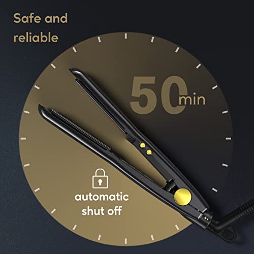 Terviiix Mini Flat Iron For Short Hair Temperature Adjustable, 1/2 Inch Mini Travel Hair Straightener, Small Portable Ceramic Hair Straightener For Men, Black #TOP5