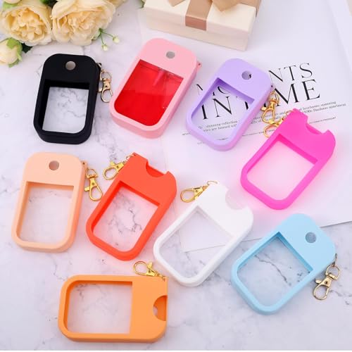 9 PCS Silicone Case for Hand Sanitizer Spray Protective Cover with Keychain Set for Power Mist and Glow Mist 1 fl oz, Colored Hand Sanitizer Spray Accessory4