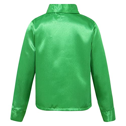 Girls Boys Glittery Sequins Shirt for Hip Hop Jazz Dance Top Long Sleeve Button Down Shirt Halloween Cosplay Costume2