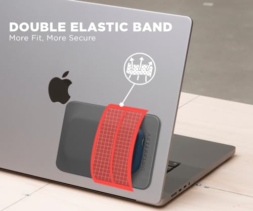 Afterplug 2-Pocket Adhesive Pouch for Laptop, Compatible with External Portable SSD, Magic Mouse, USB Cable and More - Gray