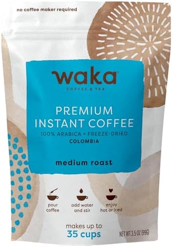 Waka Premium Instant Coffee, Colombian Medium Roast, 3.5 oz