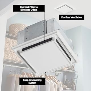Broan-Nutone 682 Duct-Free Ventilation Fan, White Square Ceiling or Wall Exhaust Fan with Plastic Grille