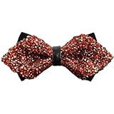 shtgoi papillon da uomo con paillettes, cravatta lucida con brillantini, pre-legato e regolabile in lunghezza, per matrimoni, feste, halloween, banchetti, rosso 1, 12*5.8cm