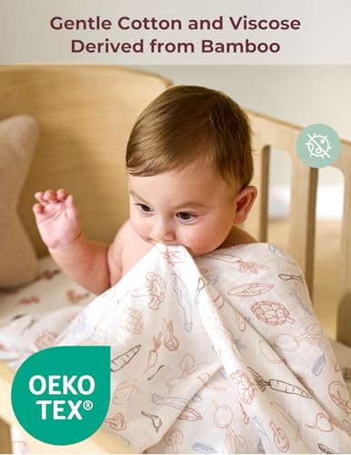 Image of Momcozy Muslin Swaddle Blankets, 4-Pack Breathable and Skin-Friendly Receiving Blankets, Swaddle Blanket Shower Gifts & Baby Registry Essentials, Large 47 inchx47 inch, Little Homestead