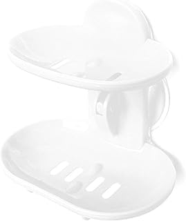 Fybykgt. Podwójne Warstwy Soap Box Narzędzia kuchenne Akcesoria Łazienkowe Akcesoria do mydła Uchwyt ssący Schowek Kosz Salon Salownik (Color : White)