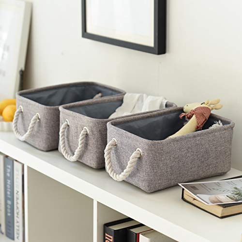 image for TheWarmHome Foldable Small Storage Baskets with Strong Cotton Rope Han