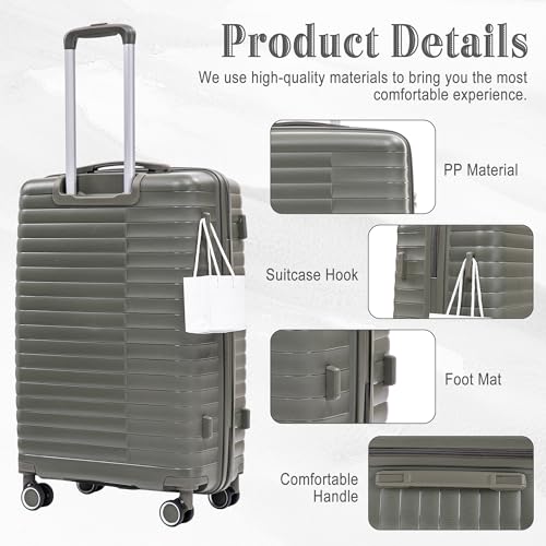 Image of Hardside 4 Luggage Sets, Lightweight Wave Suit Case with Spinner Wheels