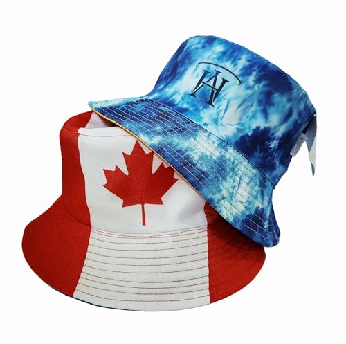 Hall of Aura Reversible Bucket Hat - 2026 Soccer World Championship Fan Apparel - Lightweight, Packable Unisex Hat for Match Day & Trav (Canada) Blue