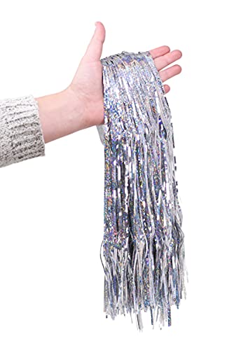Mandala Crafts Holographic Silver Tinsel Garland - Tinsel Icicles Tinsel Fringe Garland - 20 In X 20 Ft Long Metallic Tinsel Foil Fringe Banner For Christmas Tree Xmas Holiday Party Decoration #TOP1