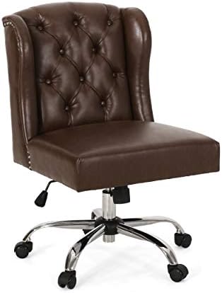 Christopher Knight Home Tammy Contemporary Wingback Tufted Swivel Office Chair, Dark Brown