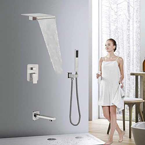 Ensemble Bain-Douche mural en Nickel brossé pour transformer votre salle de bain en spa