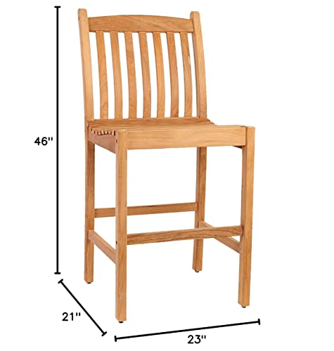 Amazonia Boma 1-Piece Outdoor Barstool | Certified Teak | Ideal For Patio And Indoors, 21Lx23Wx46H, Light Brown #TOP7