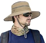 Men's Beach-Sun-Hat UPF50+ Wide-Brim Sun-Protection Mesh-Fishing Hat Outdoor Foldable-Bucket Safari Hat Boonie Cap
