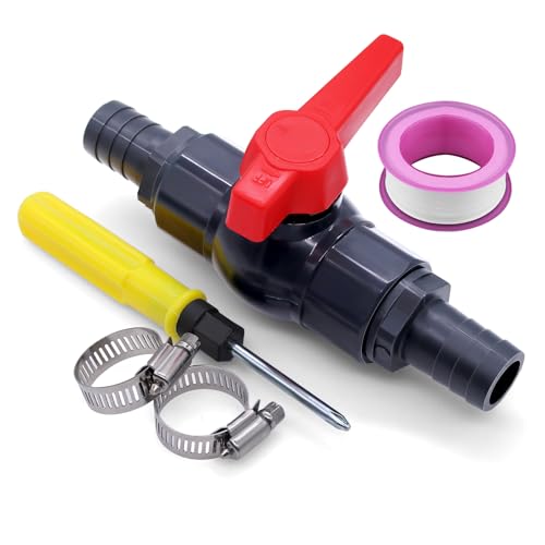 Produktbild von Jiavlyx Kugelhahn 32 Mm – Mit Schlauchverbinder, PVC, 1 ¼ Zoll, Inkl. 2 Schlauchschellen & Dichtband, Für Pool & Aquaristik