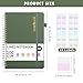 Thboxes A5 Notebook, 160 Pages A5 Lined Wirebound Spiral Notepad, 100GSM College Ruled Notebook with 24 Labels for Women Men Office School,15 X 21.5 cm, Green