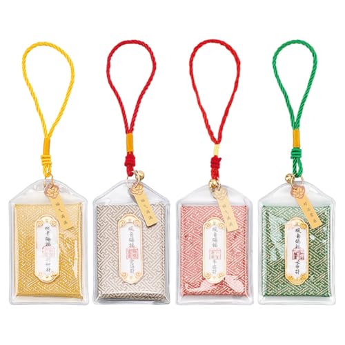 NBEADS 4 Pz 4 Colori Amuleti Giapponesi Omamori, 76x47.5mm Portafortuna Benedizione Sacchettini Portafortuna Da Appendere Per Benedire Salute Fortuna Ricchezza Successo