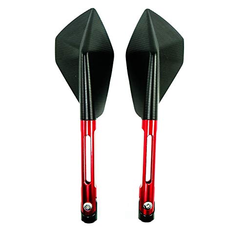 Kit Retrovisor Prisma+Manete Curto+Manopla Esportiva c/Peso Yamaha Fazer 250 Vermelho